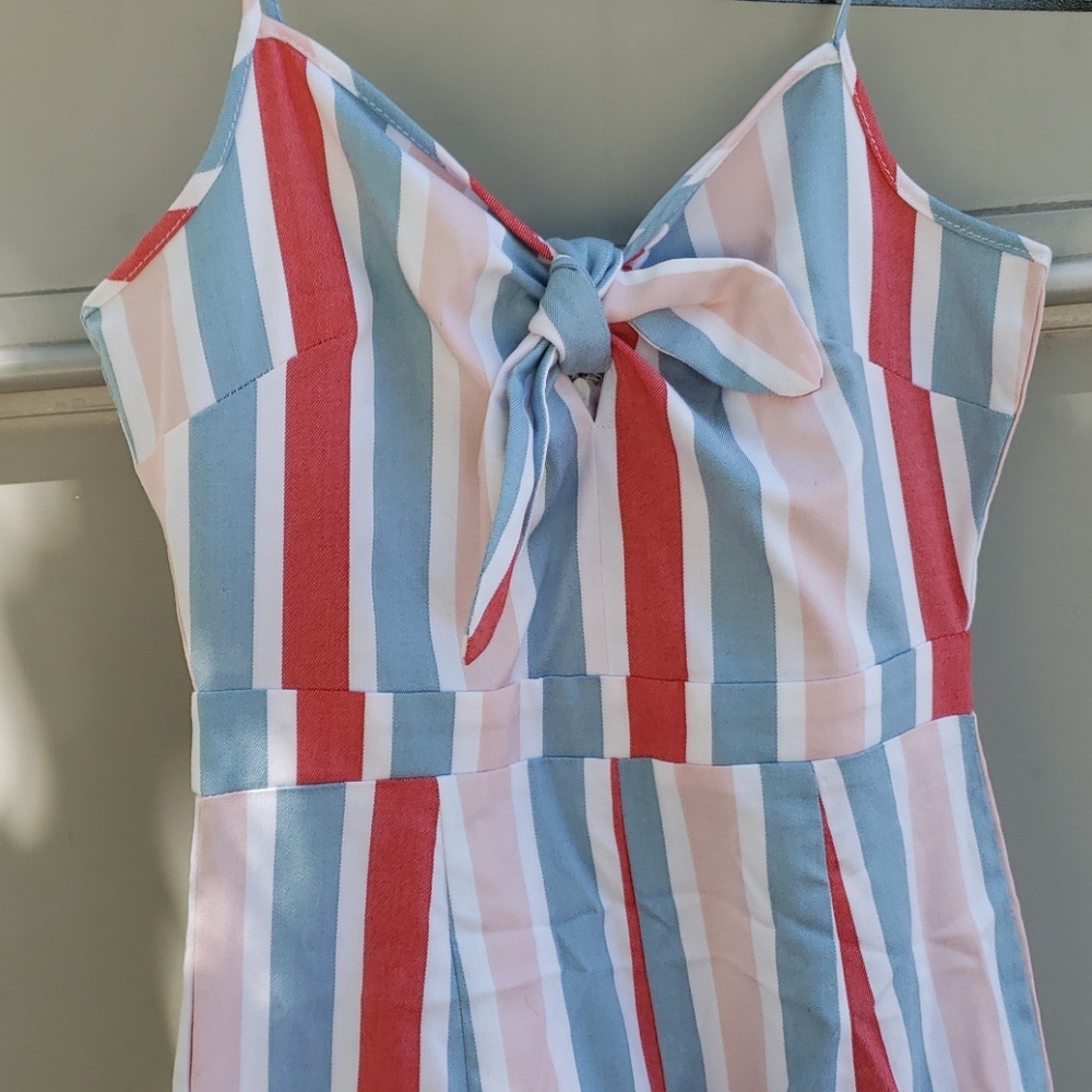 Romeo & Juliet Couture Wide Leg Striped Jumpsuit - Picture 3 of 6